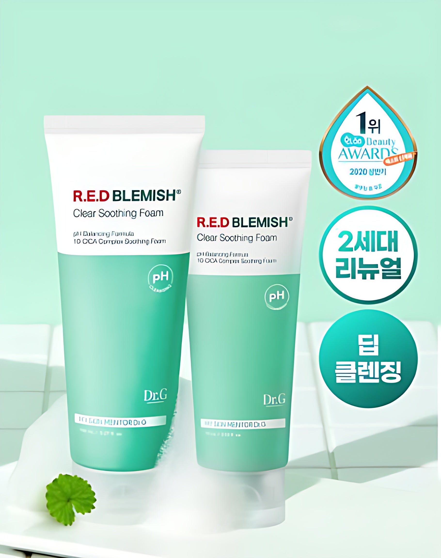 Dr.G Limited Addition Mildly Acidic Red Blemish Clear Soothing Foam 150ml+75ml - Image 2