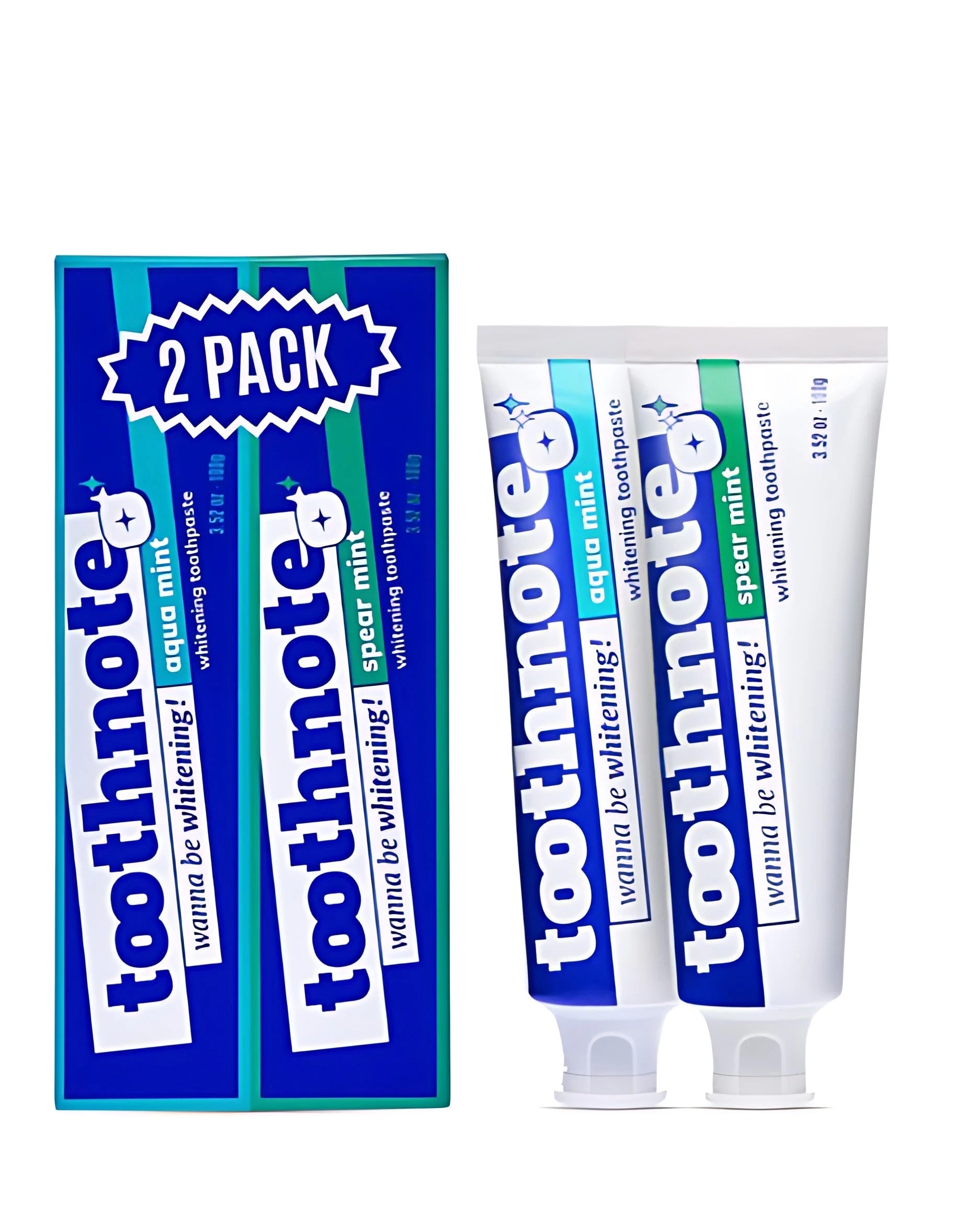 toothnote Whitening Toothpaste Aqua Mint 100g + Spear Mint 100g Set